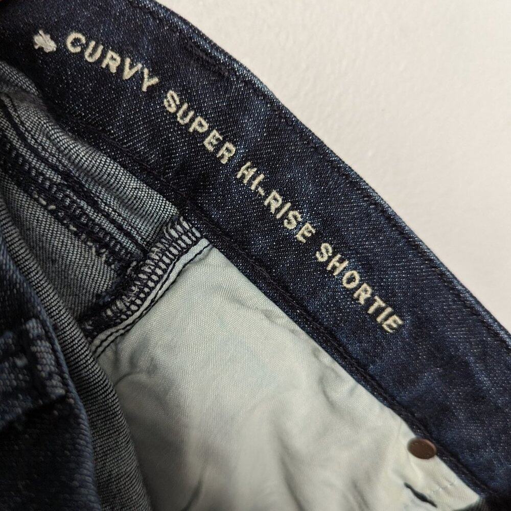 American Eagle Blue Next Level Stretch Curvy High Super Rise Shortie Shorts 6 - Picture 7 of 7